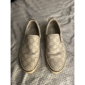 Men’s Vintage GG Leather Monagram Supreme Slip On Sneakers Size 7D White